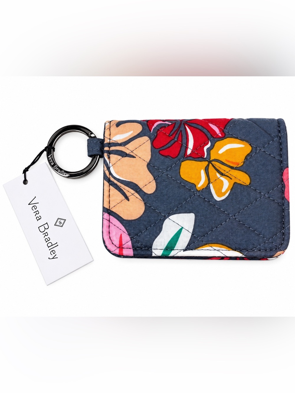 Vera Bradley RETIRED Coastal Paradise Quilted Floral Key & Card Holder with Ring